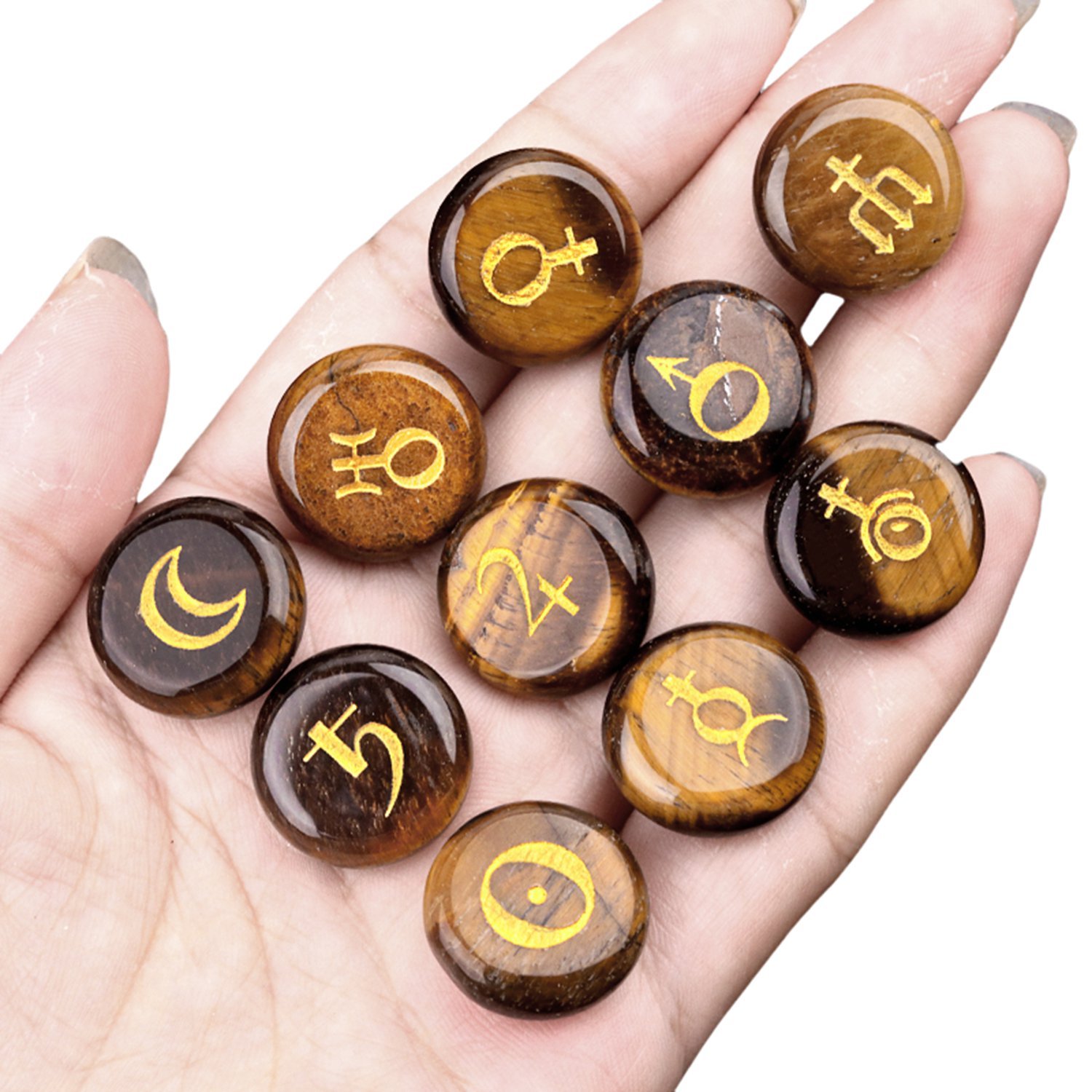 18mm Stone Disc Symbols Set of 10 Planets & Solar System