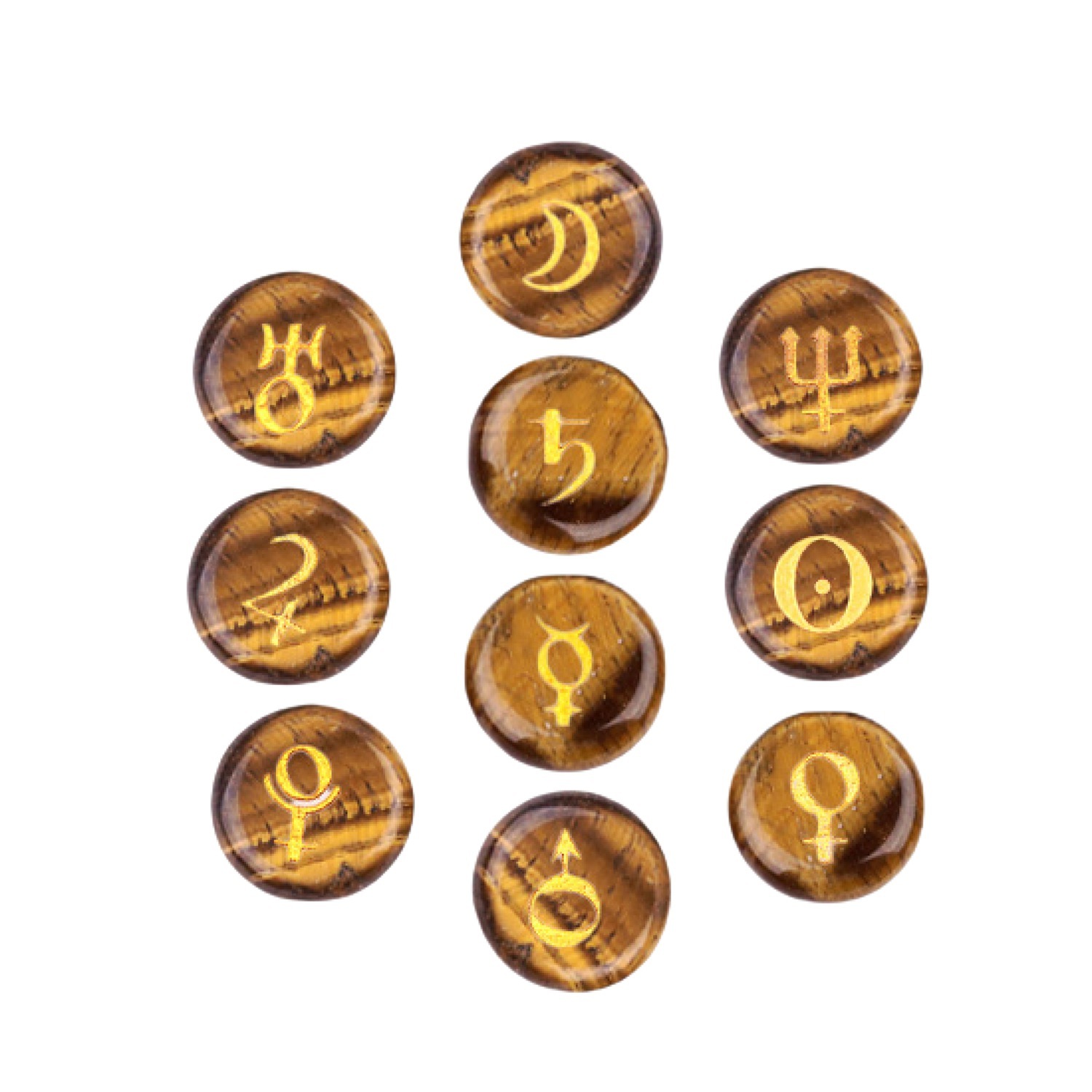 18mm Stone Disc Symbols Set of 10 Planets & Solar System
