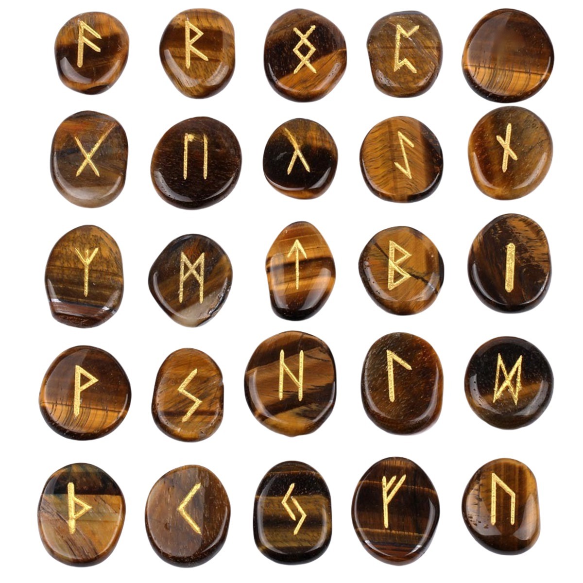 20-25mm Disc Runes Set of 25 Engraved Rune Stones with Guide Book Velvet Bag for Beginners,Witchcraft/Divination/Meditation/Spiritual