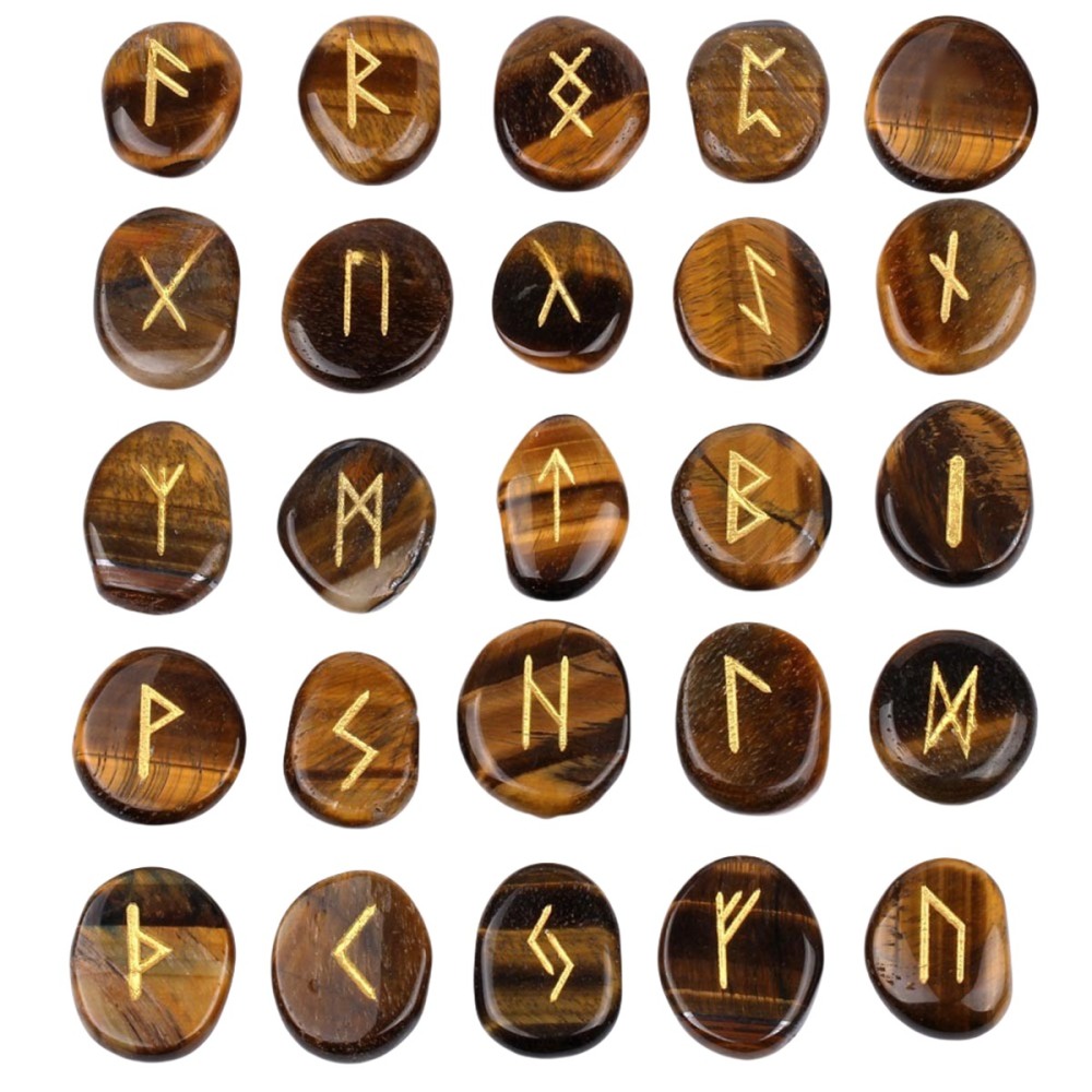 20-25mm Disc Runes Set of 25 Engraved Rune Stones with Guide Book Velvet Bag for Beginners,Witchcraft/Divination/Meditation/Spiritual