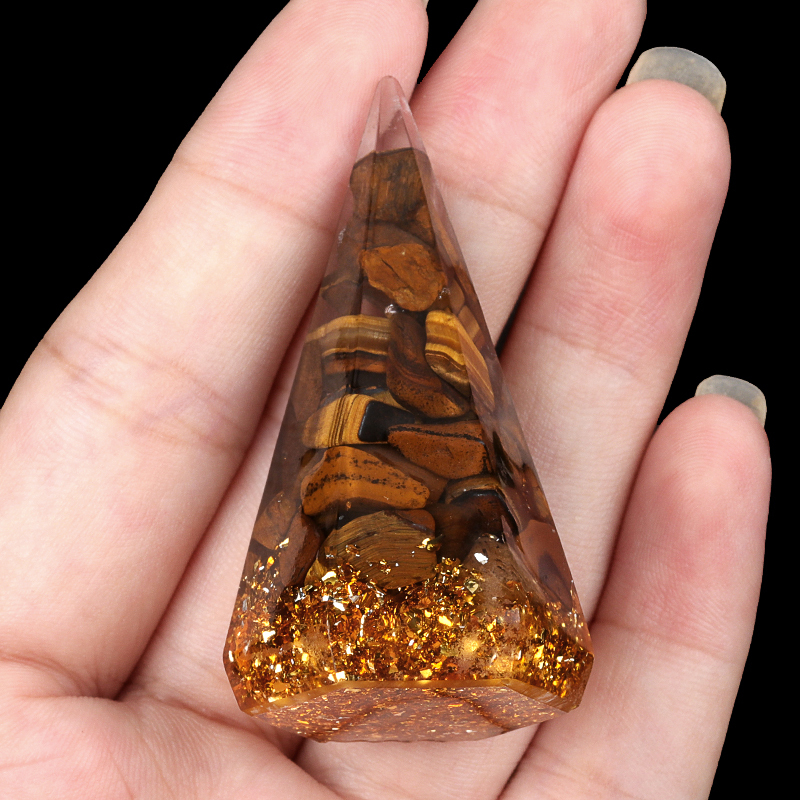 Gemstone Ring Holder Tower Chip Stone Jewelry Display Stand Resin Point Hexagonal Cone Decorative Wedding Storage