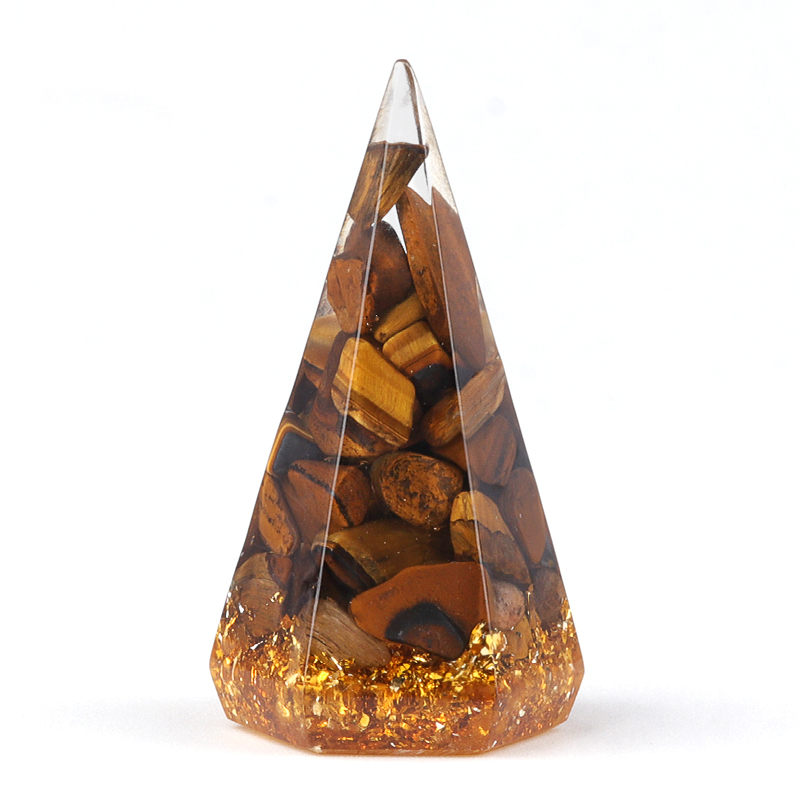Gemstone Ring Holder Tower Chip Stone Jewelry Display Stand Resin Point Hexagonal Cone Decorative Wedding Storage