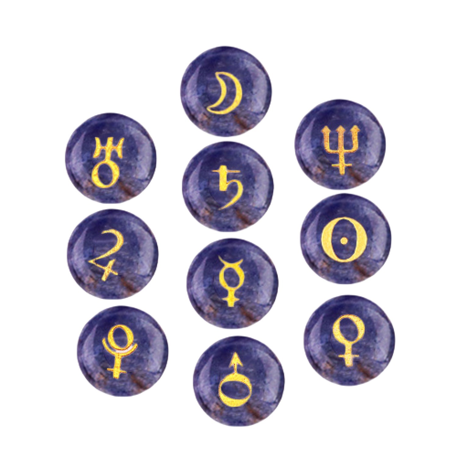18mm Stone Disc Symbols Set of 10 Planets & Solar System