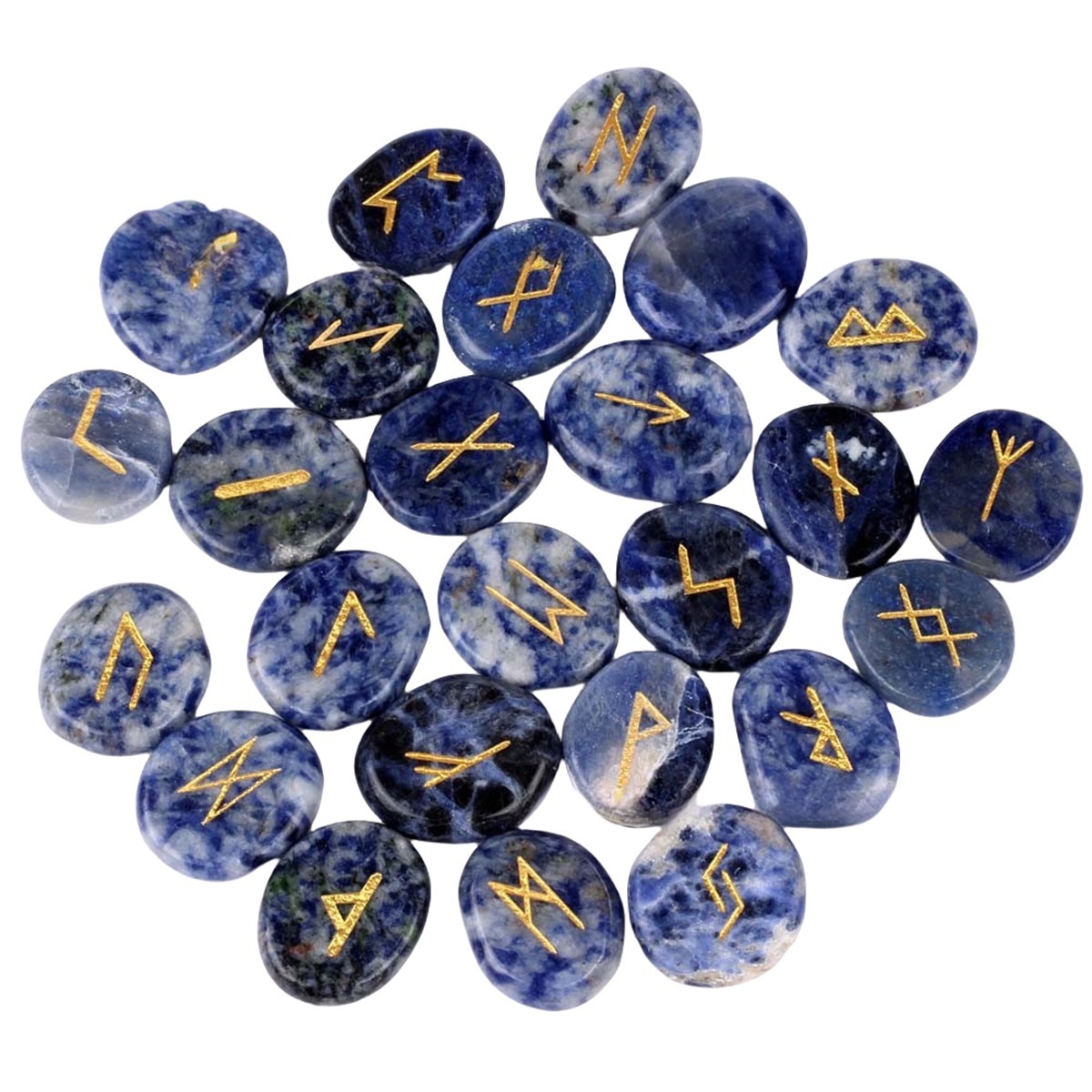20-25mm Disc Runes Set of 25 Engraved Rune Stones with Guide Book Velvet Bag for Beginners,Witchcraft/Divination/Meditation/Spiritual