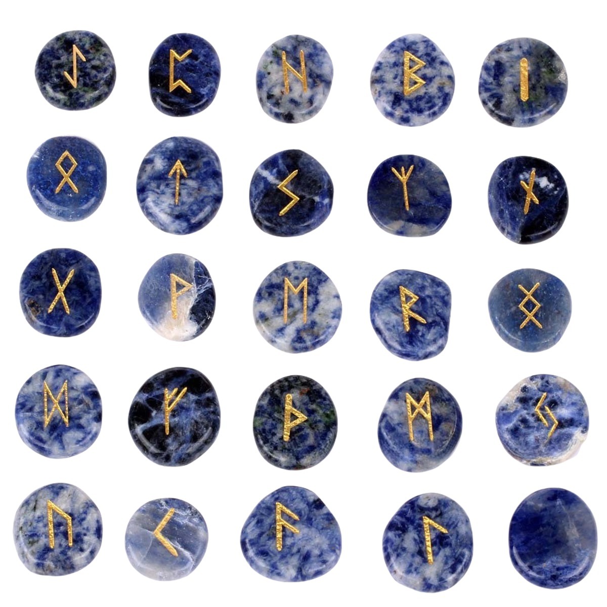 20-25mm Disc Runes Set of 25 Engraved Rune Stones with Guide Book Velvet Bag for Beginners,Witchcraft/Divination/Meditation/Spiritual