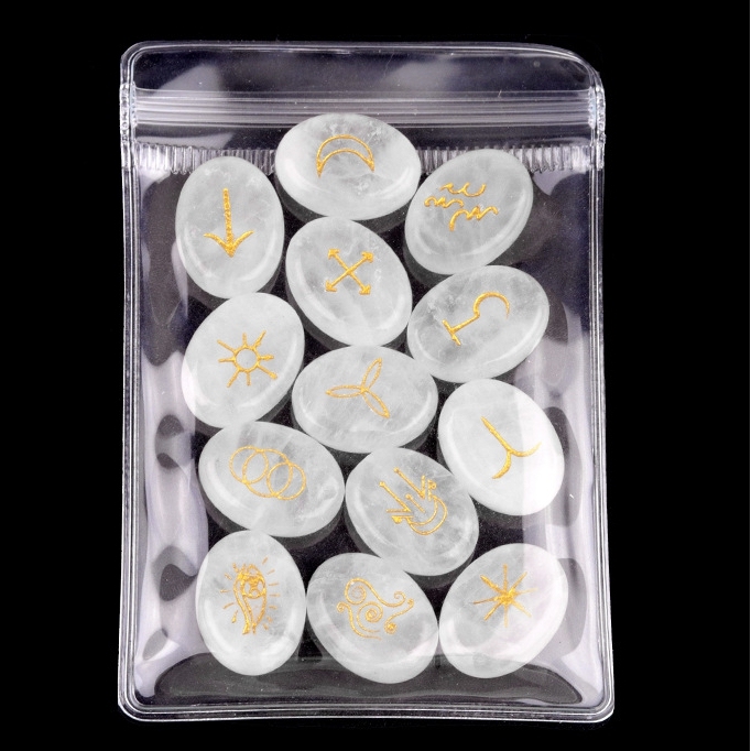 15X20MM Oval Stone Disc Runes Set of 13 Engraved Rune