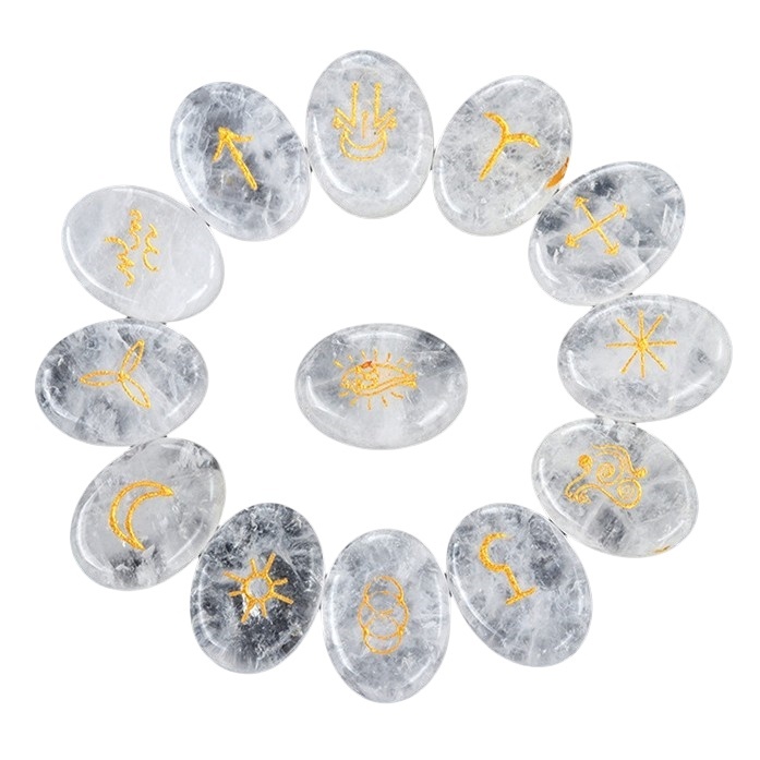 15X20MM Oval Stone Disc Runes Set of 13 Engraved Rune
