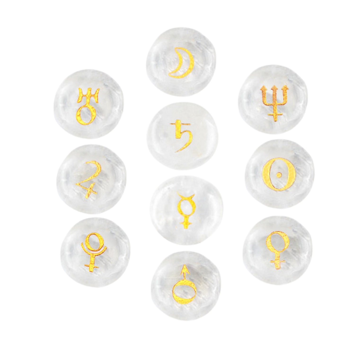 18mm Stone Disc Symbols Set of 10 Planets & Solar System