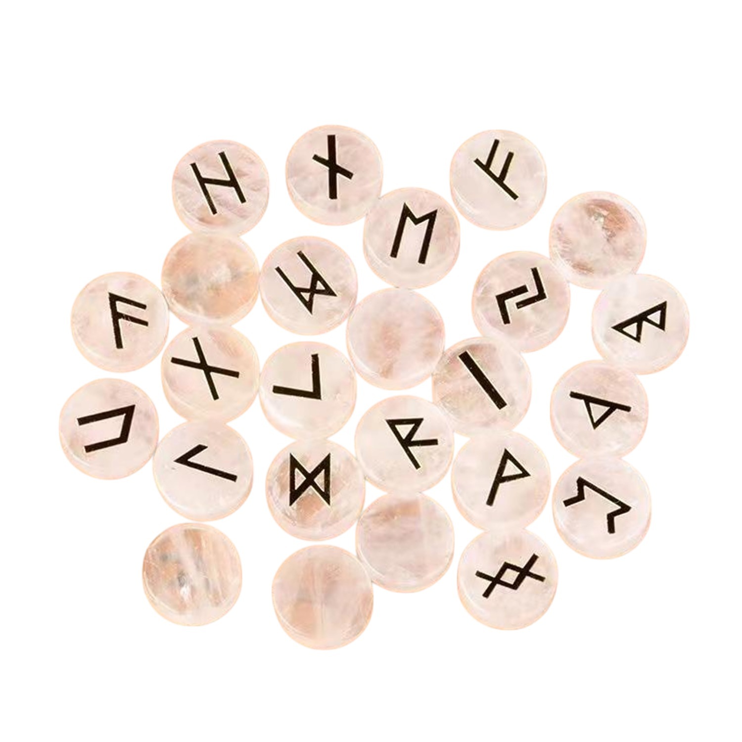 18mm Disc Runes Set of 25 Engraved Rune Stones with Guide Book Velvet Bag for Beginners,Witchcraft/Divination/Meditation/Spiritual