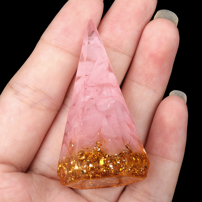 Gemstone Ring Holder Tower Chip Stone Jewelry Display Stand Resin Point Hexagonal Cone Decorative Wedding Storage
