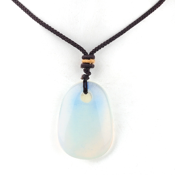Trapezoid Gemstone Pendant Necklace Adjustable Rope