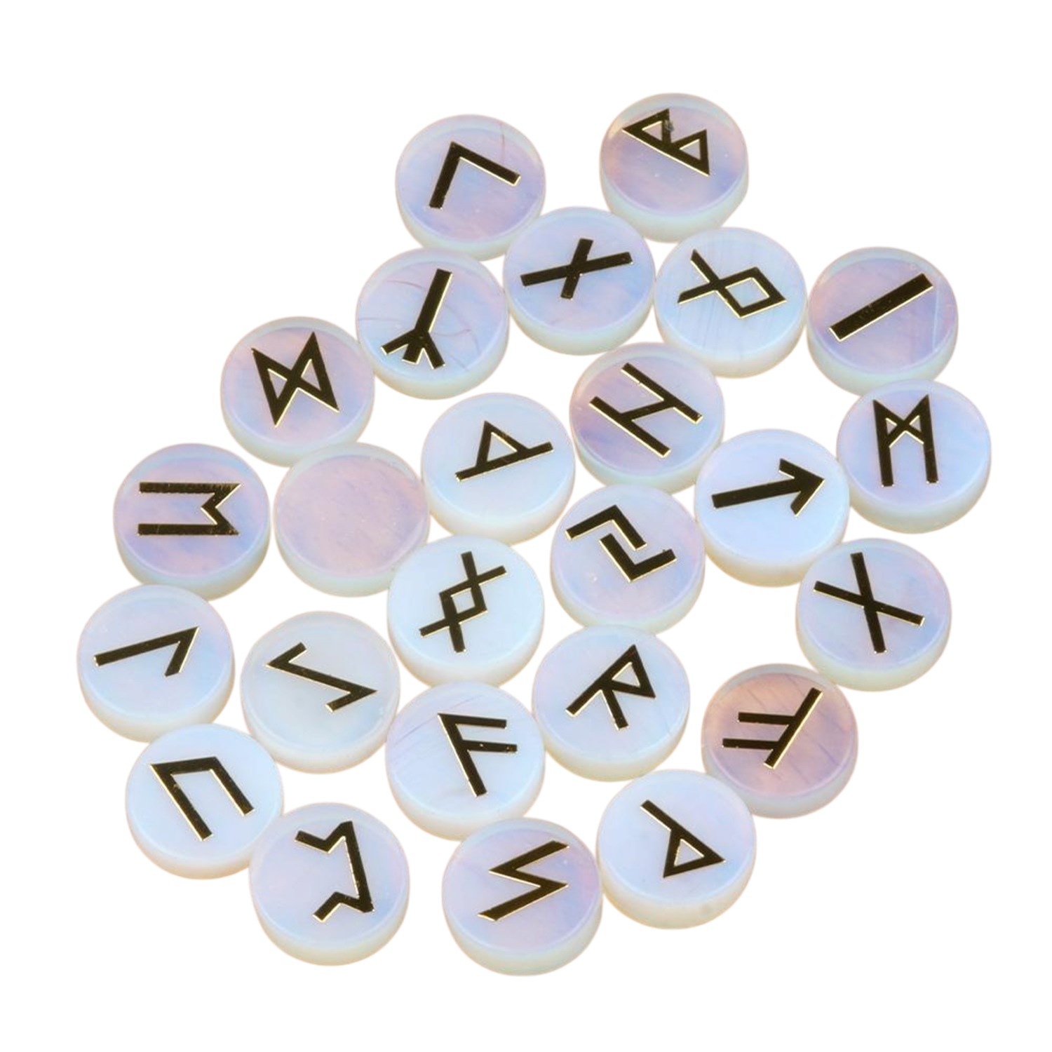 18mm Disc Runes Set of 25 Engraved Rune Stones with Guide Book Velvet Bag for Beginners,Witchcraft/Divination/Meditation/Spiritual