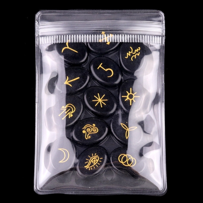 15X20MM Oval Stone Disc Runes Set of 13 Engraved Rune