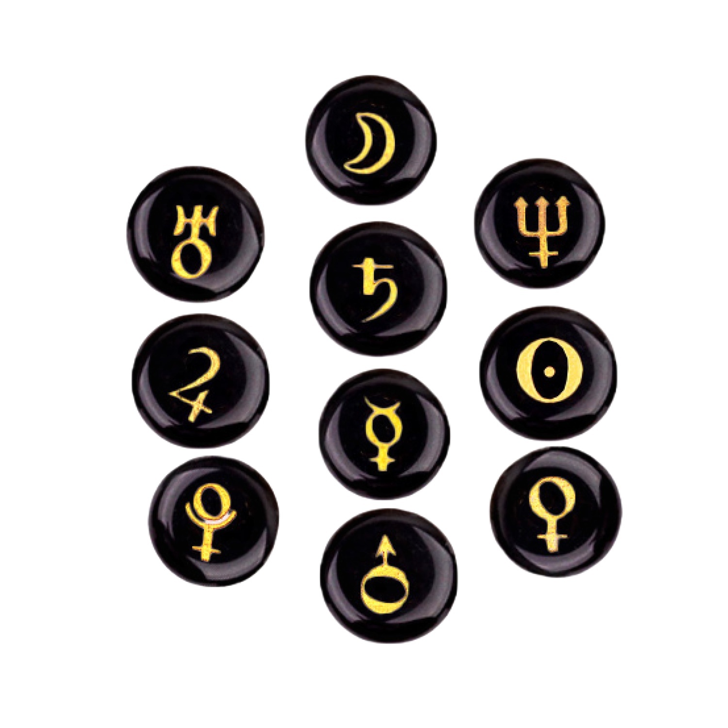 18mm Stone Disc Symbols Set of 10 Planets & Solar System