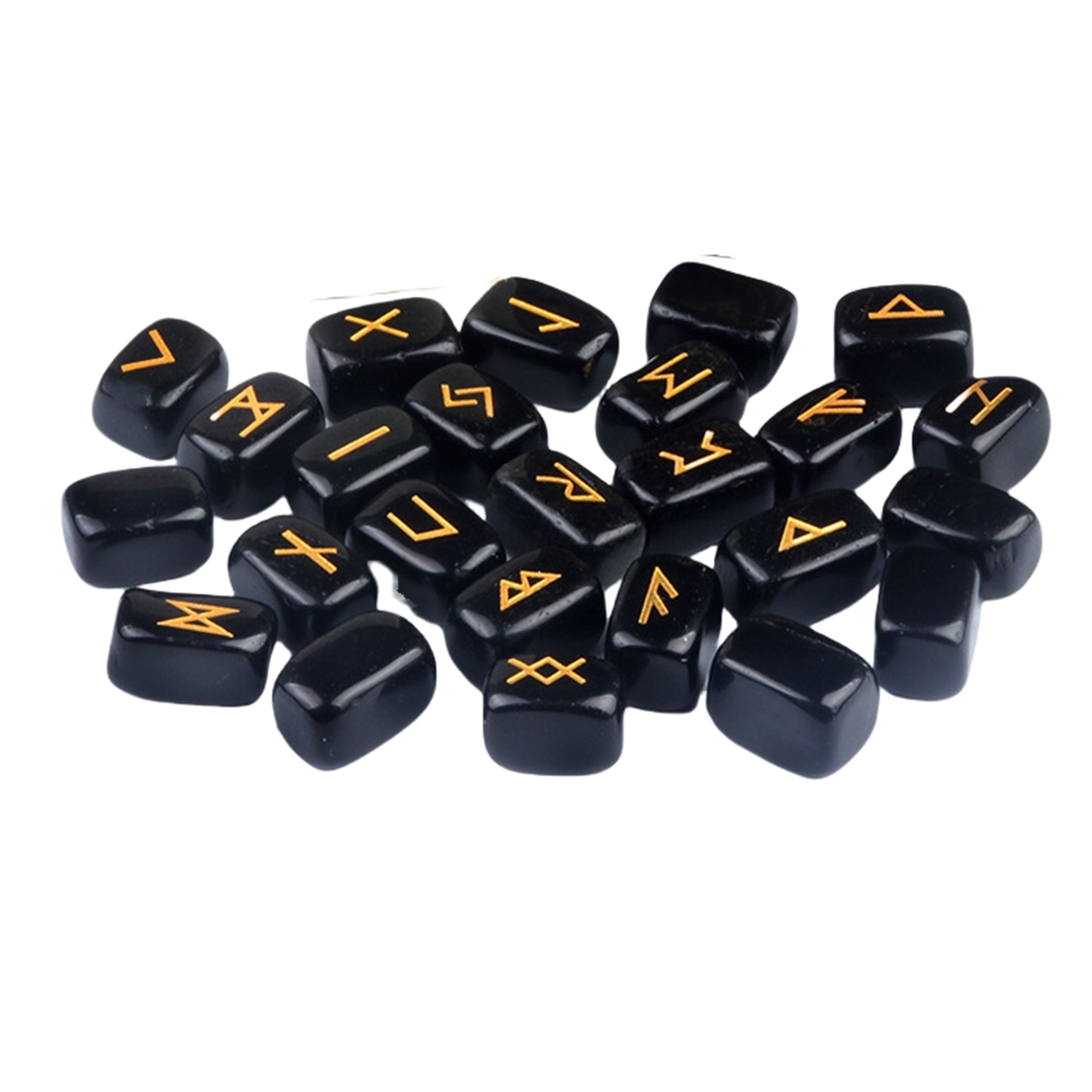13x18MM Rectangle Runes Set of 25 Engraved Rune Stones with Guide Book Velvet Bag for Beginners,Witchcraft/Divination/Meditation/Spiritual