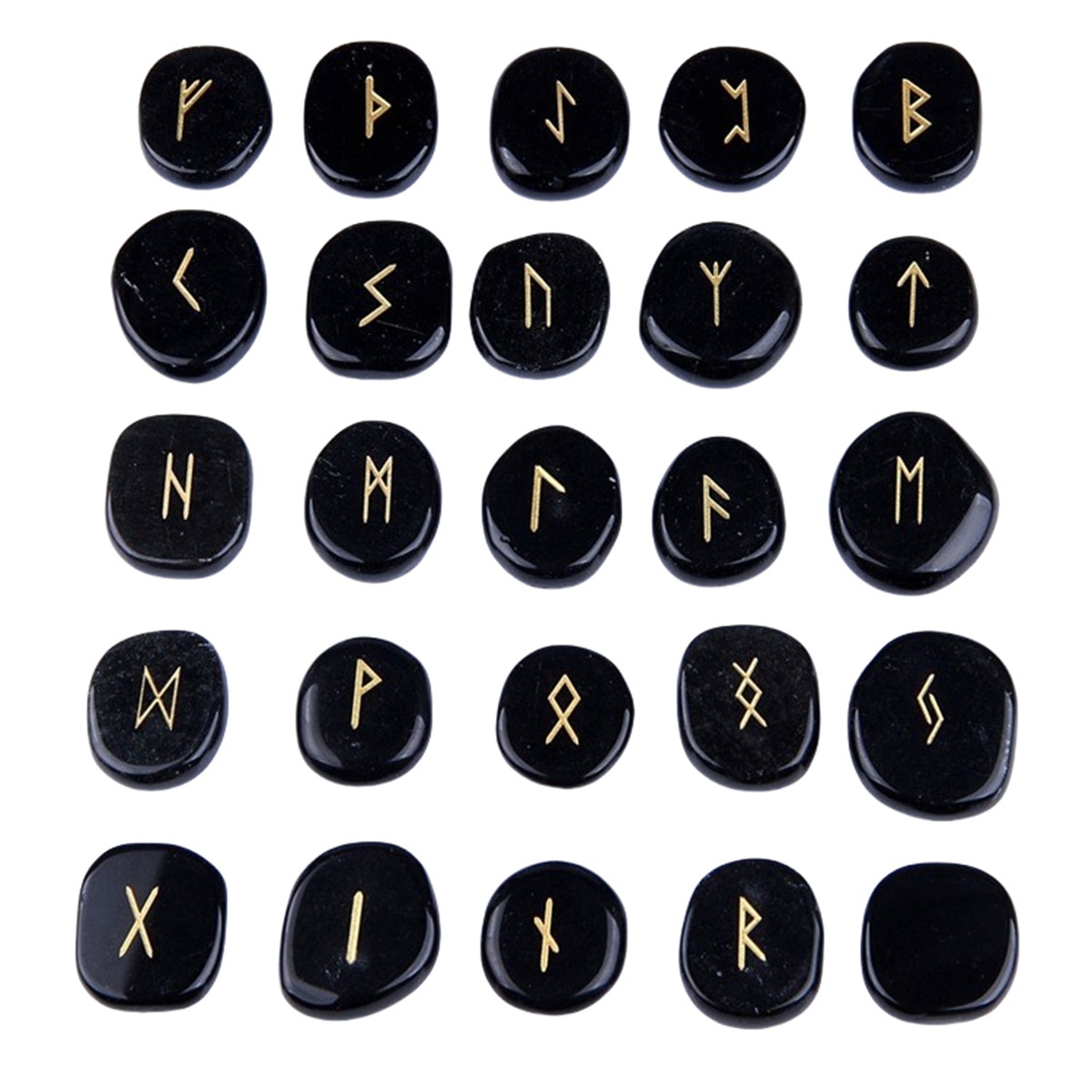 20-25mm Disc Runes Set of 25 Engraved Rune Stones with Guide Book Velvet Bag for Beginners,Witchcraft/Divination/Meditation/Spiritual