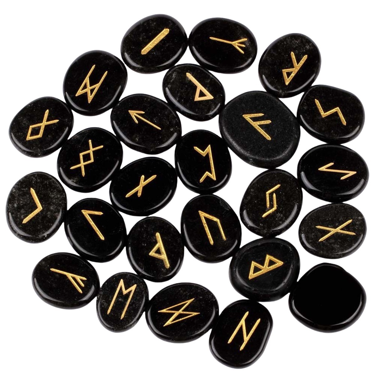 20-25mm Disc Runes Set of 25 Engraved Rune Stones with Guide Book Velvet Bag for Beginners,Witchcraft/Divination/Meditation/Spiritual