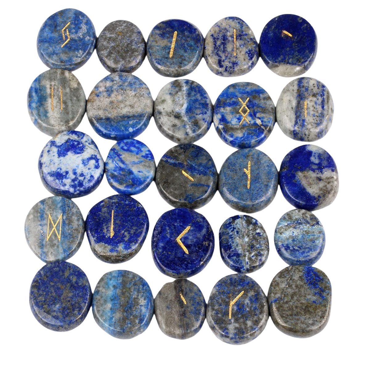 20-25mm Disc Runes Set of 25 Engraved Rune Stones with Guide Book Velvet Bag for Beginners,Witchcraft/Divination/Meditation/Spiritual