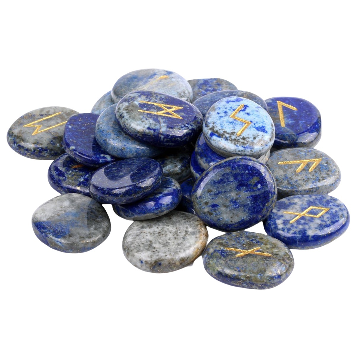 20-25mm Disc Runes Set of 25 Engraved Rune Stones with Guide Book Velvet Bag for Beginners,Witchcraft/Divination/Meditation/Spiritual