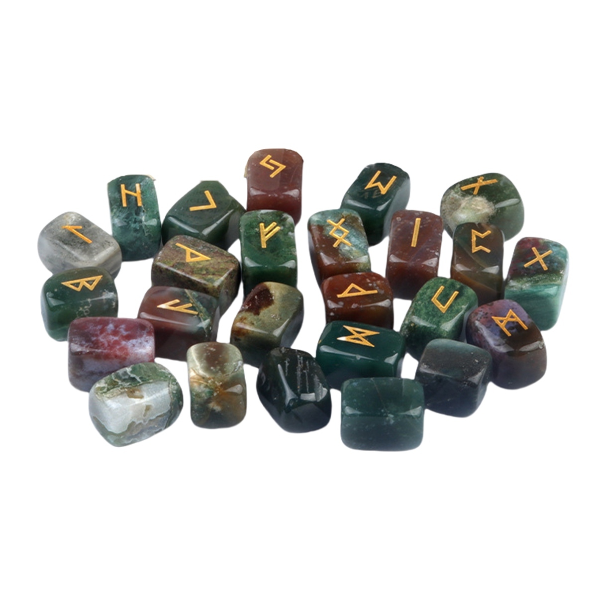 13x18MM Rectangle Runes Set of 25 Engraved Rune Stones with Guide Book Velvet Bag for Beginners,Witchcraft/Divination/Meditation/Spiritual