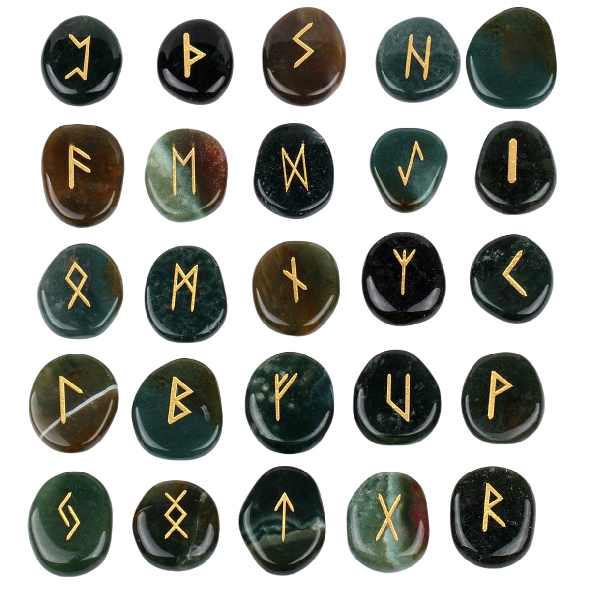 20-25mm Disc Runes Set of 25 Engraved Rune Stones with Guide Book Velvet Bag for Beginners,Witchcraft/Divination/Meditation/Spiritual