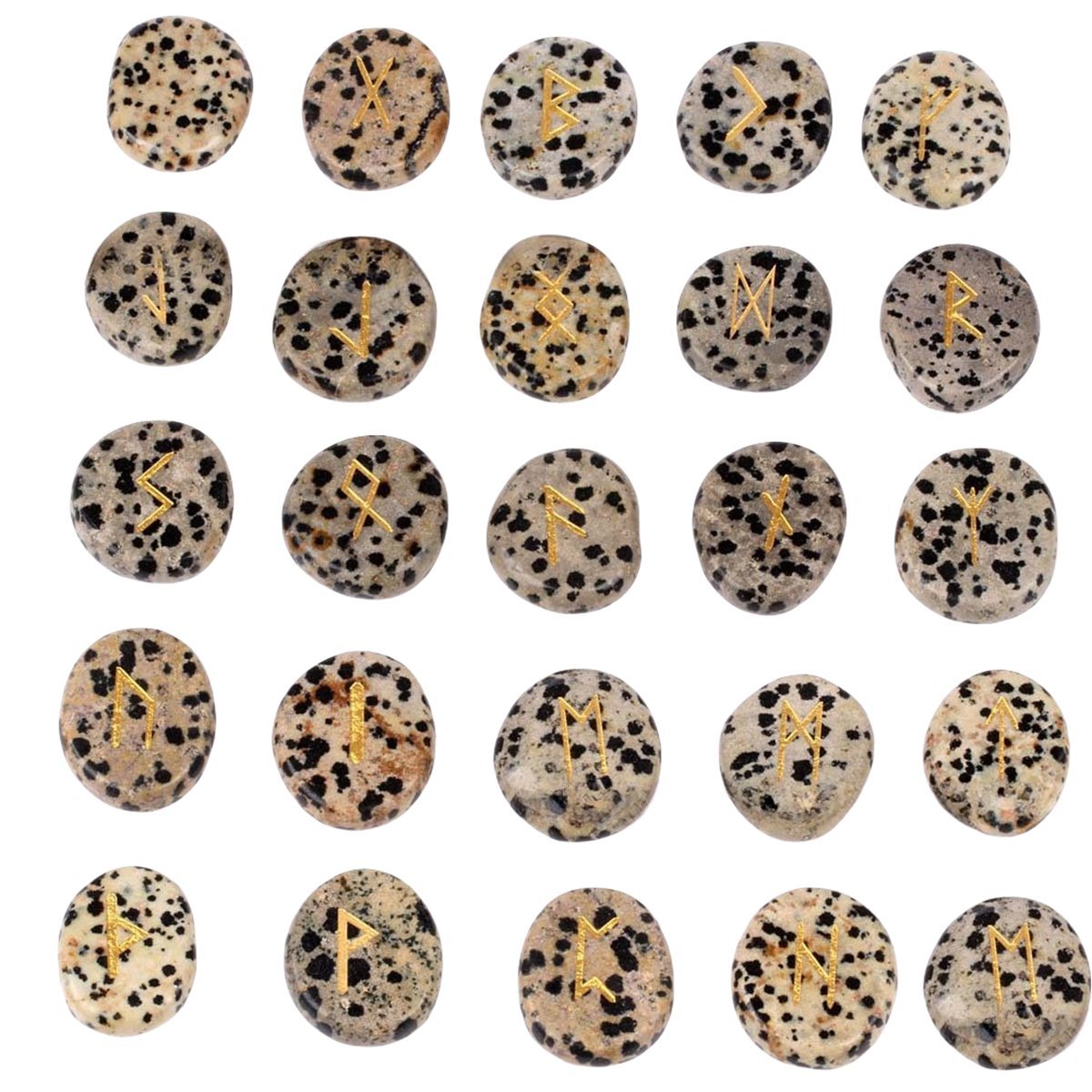 20-25mm Disc Runes Set of 25 Engraved Rune Stones with Guide Book Velvet Bag for Beginners,Witchcraft/Divination/Meditation/Spiritual
