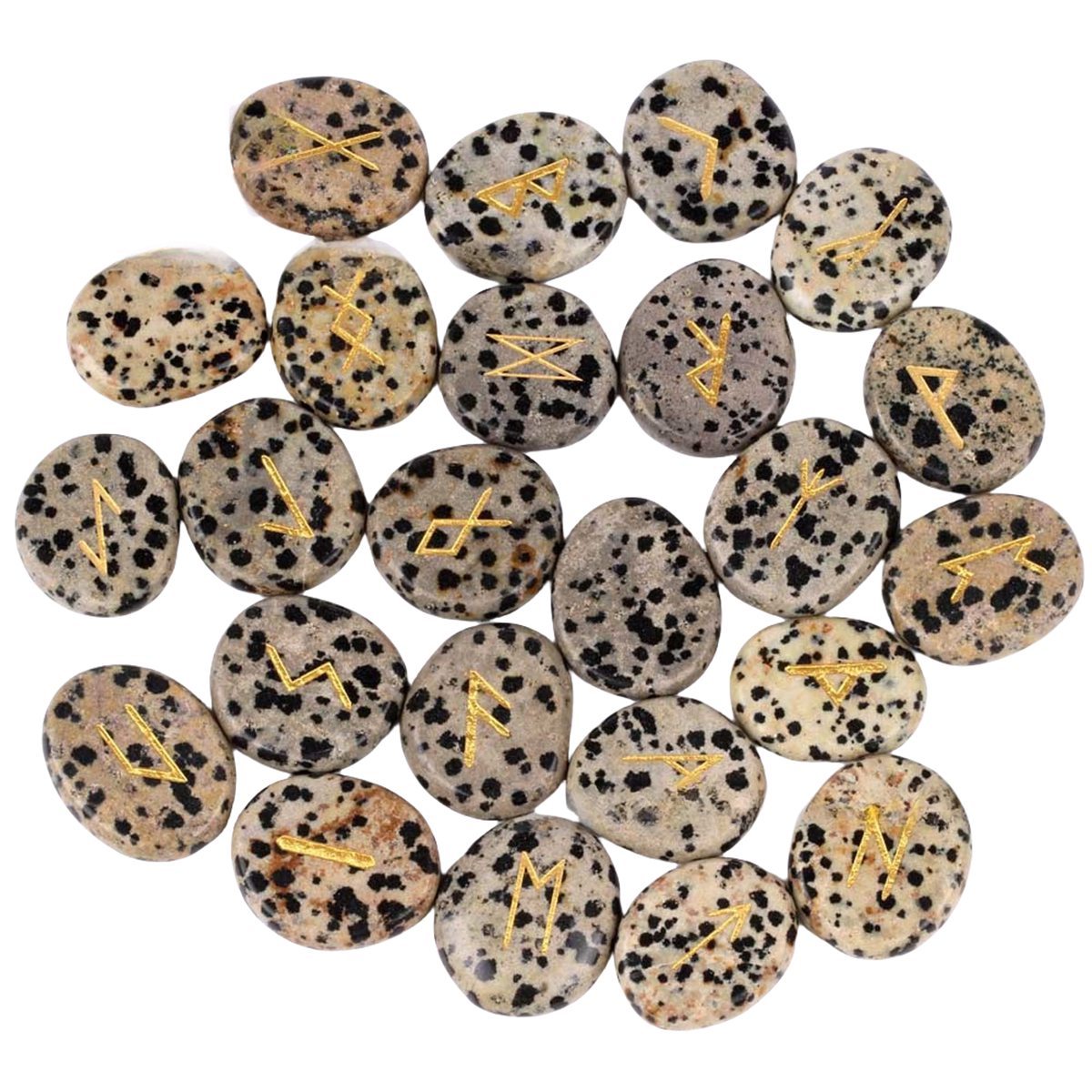 20-25mm Disc Runes Set of 25 Engraved Rune Stones with Guide Book Velvet Bag for Beginners,Witchcraft/Divination/Meditation/Spiritual