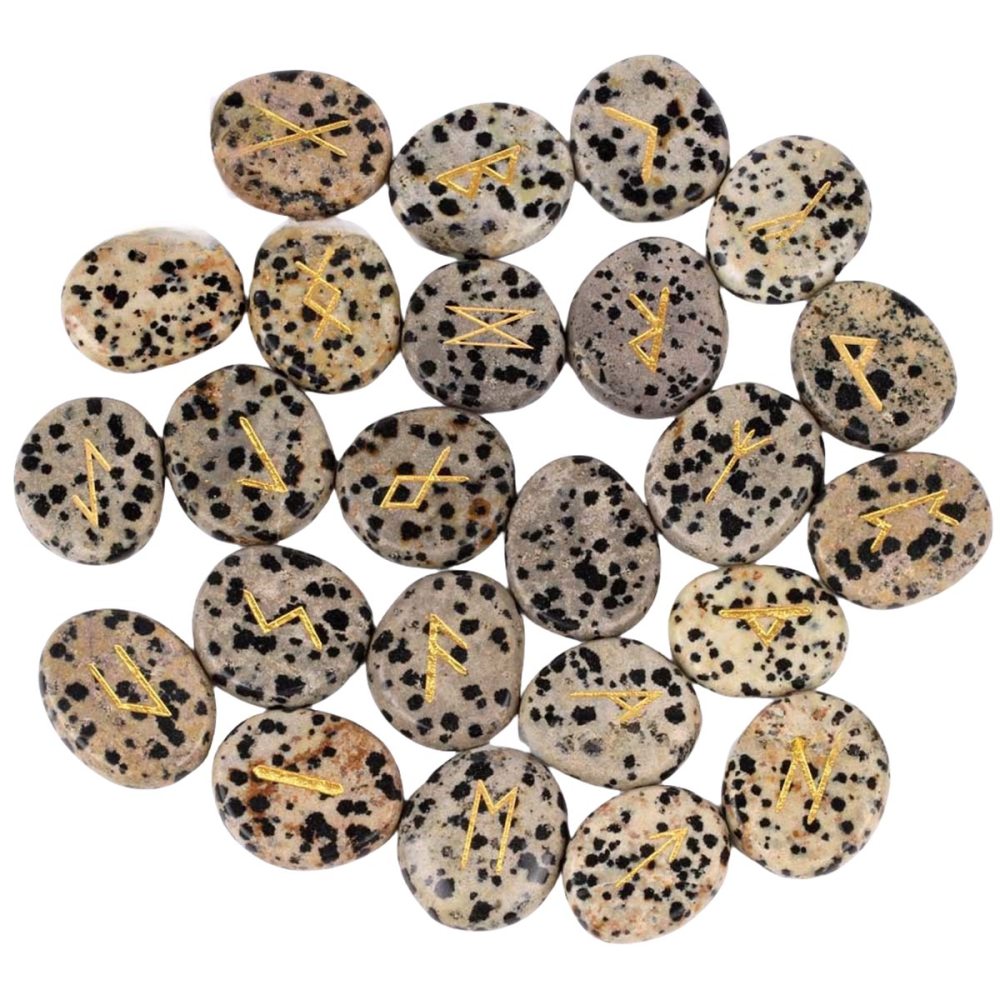20-25mm Disc Runes Set of 25 Engraved Rune Stones with Guide Book Velvet Bag for Beginners,Witchcraft/Divination/Meditation/Spiritual