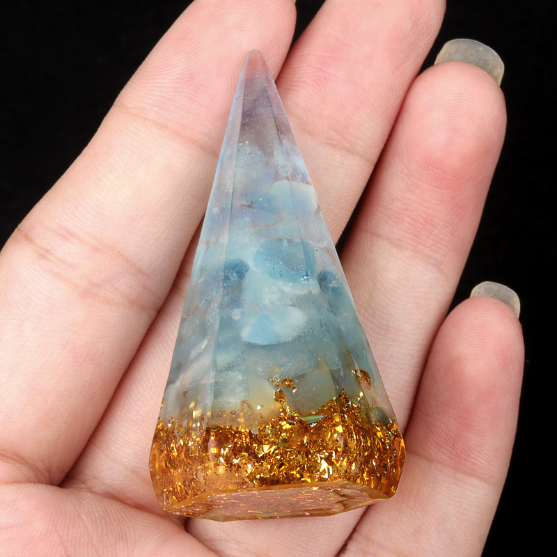 Gemstone Ring Holder Tower Chip Stone Jewelry Display Stand Resin Point Hexagonal Cone Decorative Wedding Storage