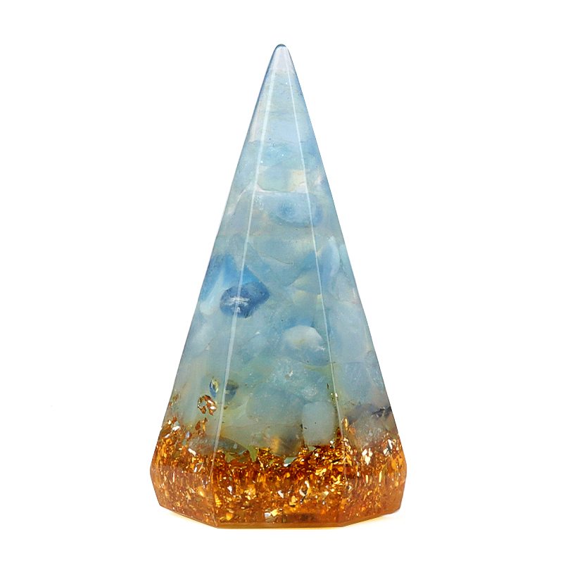 Gemstone Ring Holder Tower Chip Stone Jewelry Display Stand Resin Point Hexagonal Cone Decorative Wedding Storage