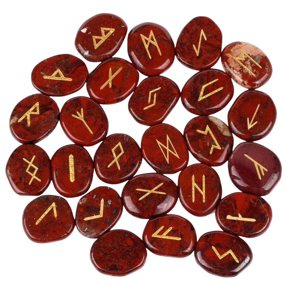 20-25mm Disc Runes Set of 25 Engraved Rune Stones with Guide Book Velvet Bag for Beginners,Witchcraft/Divination/Meditation/Spiritual