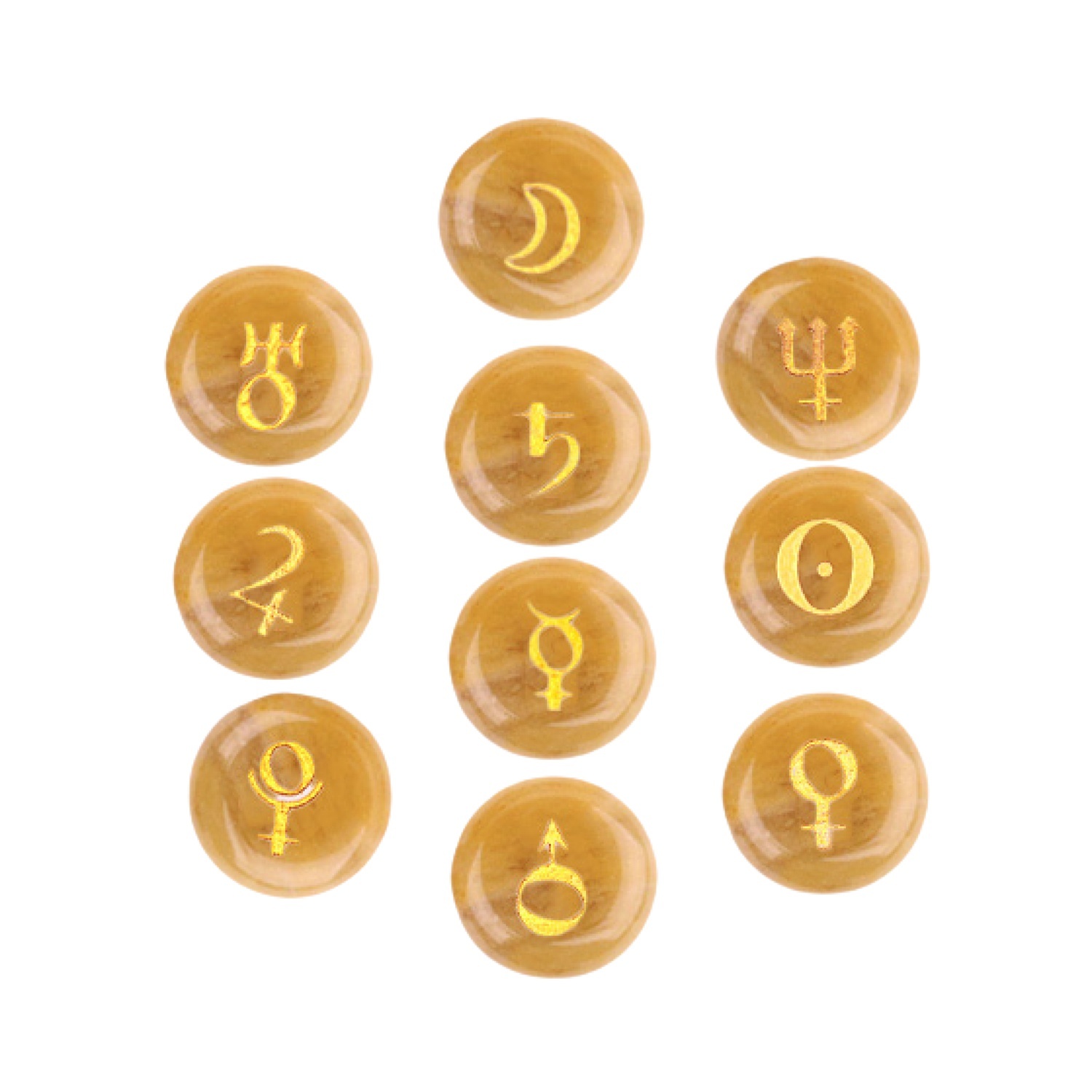 18mm Stone Disc Symbols Set of 10 Planets & Solar System