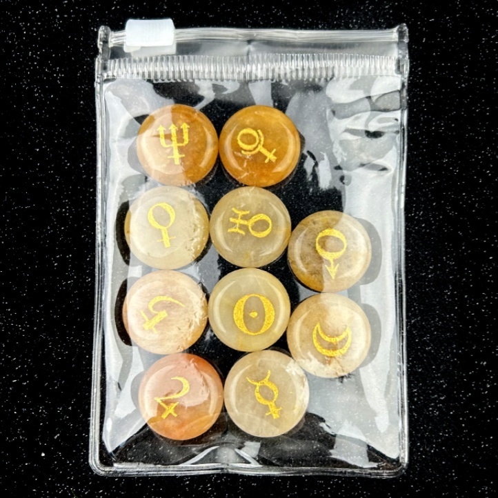 18mm Stone Disc Symbols Set of 10 Planets & Solar System