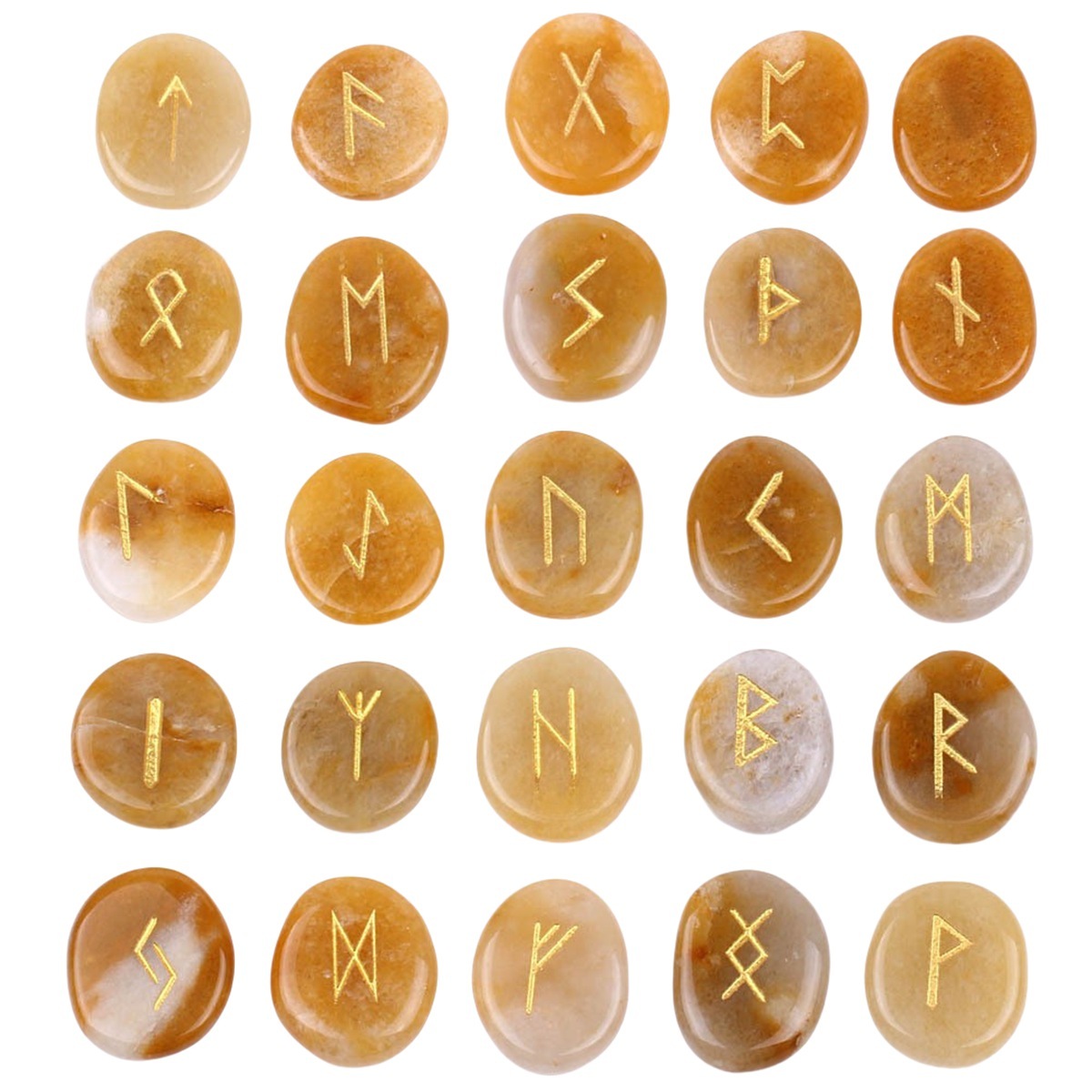 20-25mm Disc Runes Set of 25 Engraved Rune Stones with Guide Book Velvet Bag for Beginners,Witchcraft/Divination/Meditation/Spiritual
