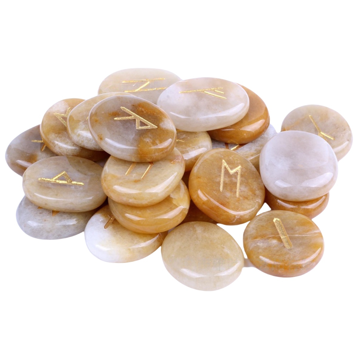20-25mm Disc Runes Set of 25 Engraved Rune Stones with Guide Book Velvet Bag for Beginners,Witchcraft/Divination/Meditation/Spiritual