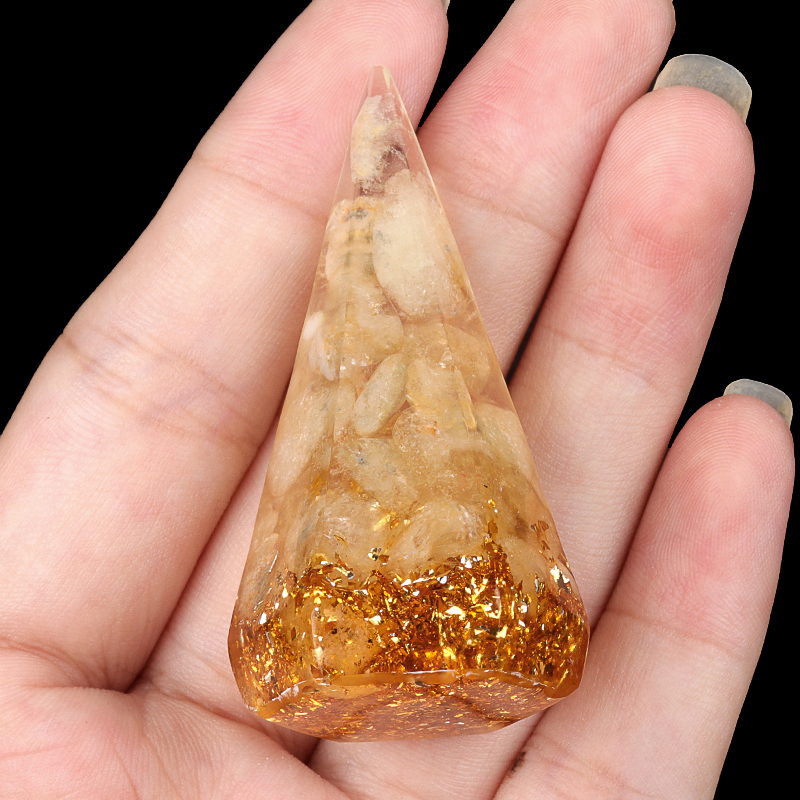 Gemstone Ring Holder Tower Chip Stone Jewelry Display Stand Resin Point Hexagonal Cone Decorative Wedding Storage