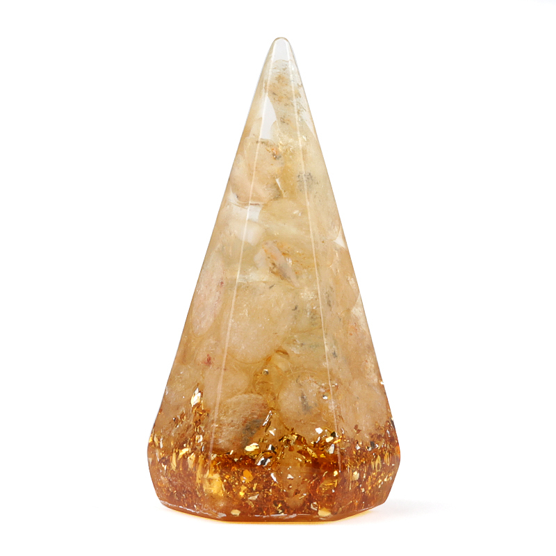 Gemstone Ring Holder Tower Chip Stone Jewelry Display Stand Resin Point Hexagonal Cone Decorative Wedding Storage