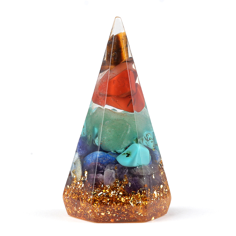 Gemstone Ring Holder Tower Chip Stone Jewelry Display Stand Resin Point Hexagonal Cone Decorative Wedding Storage