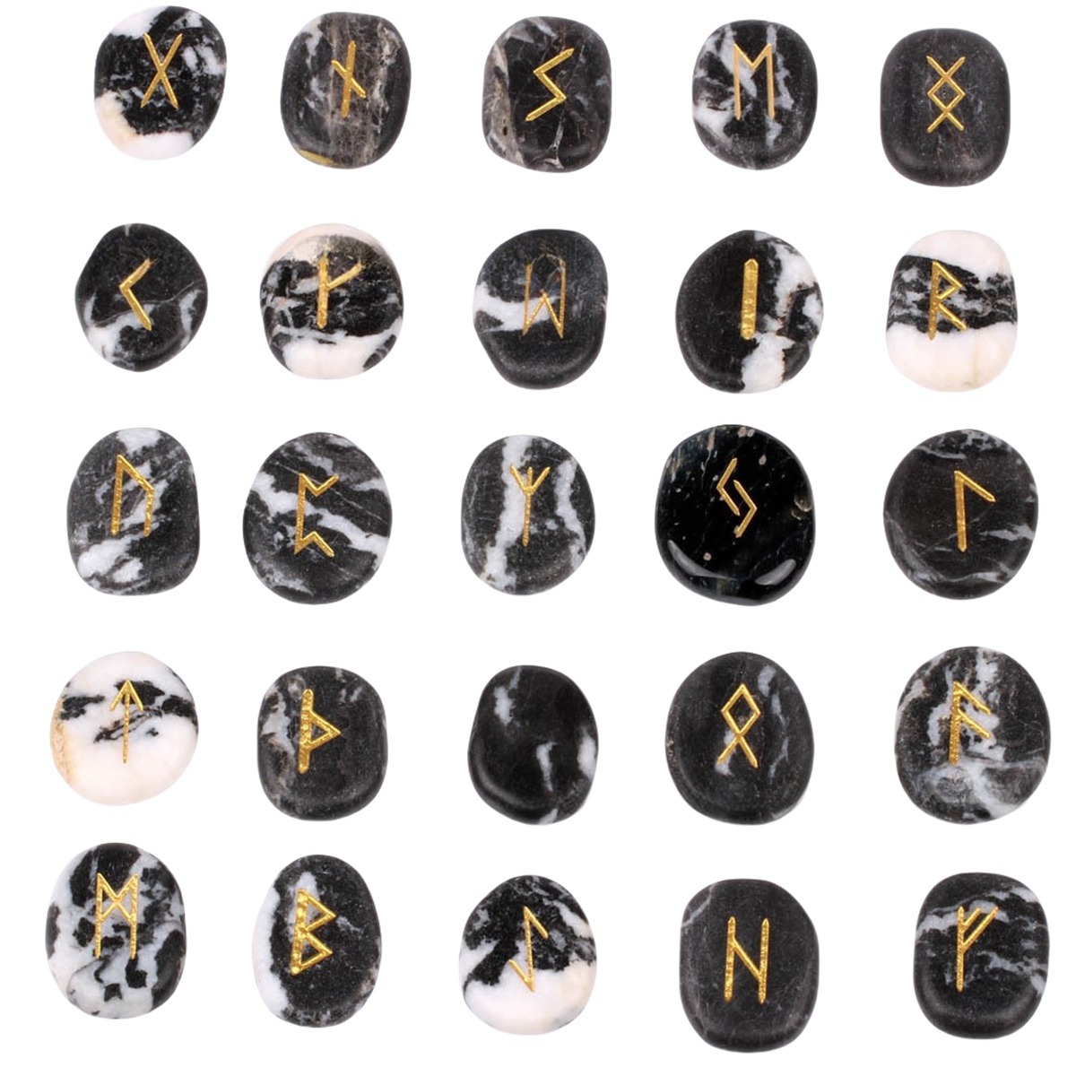 20-25mm Disc Runes Set of 25 Engraved Rune Stones with Guide Book Velvet Bag for Beginners,Witchcraft/Divination/Meditation/Spiritual