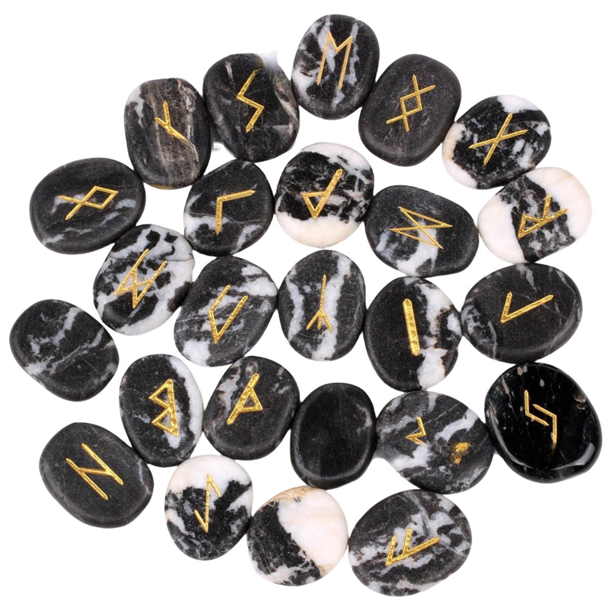 20-25mm Disc Runes Set of 25 Engraved Rune Stones with Guide Book Velvet Bag for Beginners,Witchcraft/Divination/Meditation/Spiritual