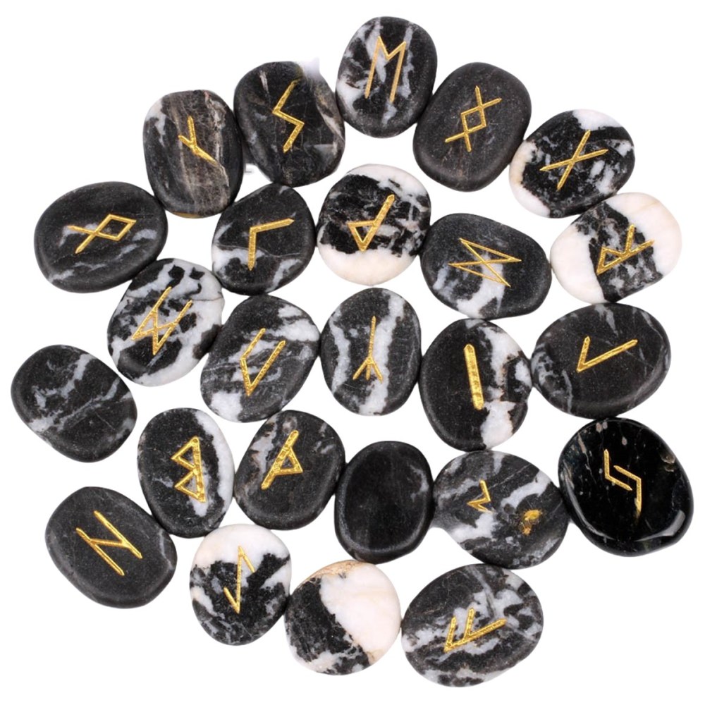 20-25mm Disc Runes Set of 25 Engraved Rune Stones with Guide Book Velvet Bag for Beginners,Witchcraft/Divination/Meditation/Spiritual
