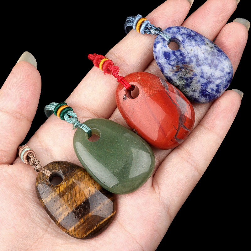 Trapezoid Gemstone Pendant Necklace Adjustable Rope