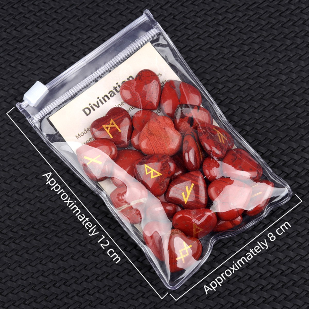 20MM Heart Runes Set of 25 Engraved Rune Stones with Guide Book Velvet Bag for Beginners,Witchcraft/Divination/Meditation/Spiritual