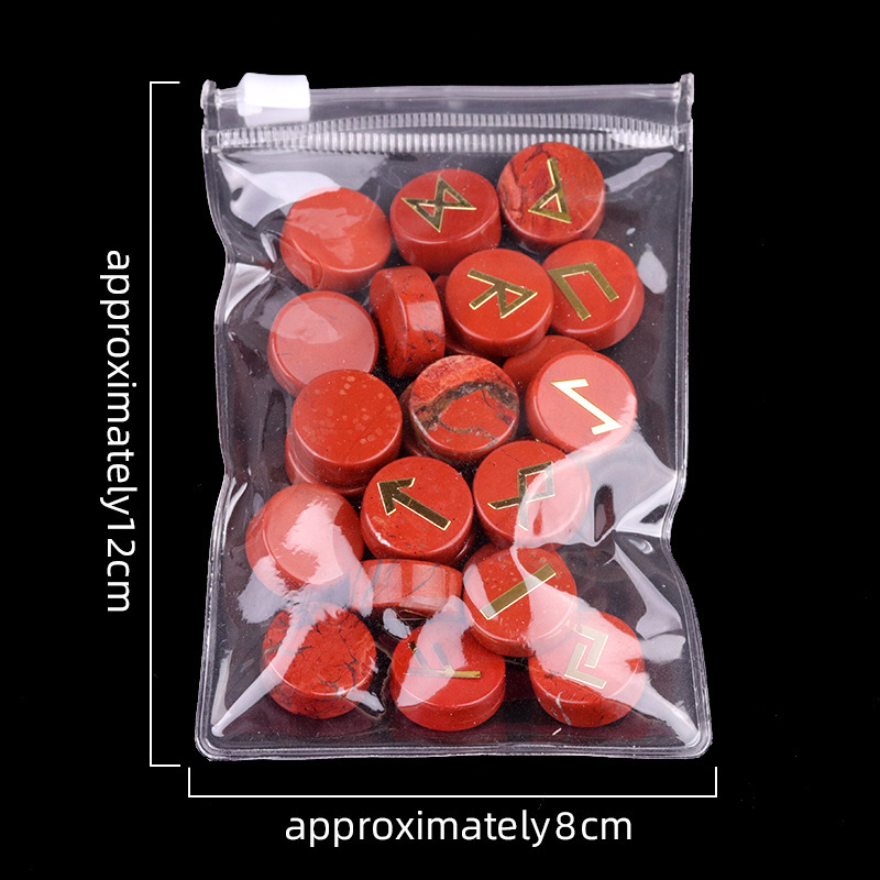 18mm Disc Runes Set of 25 Engraved Rune Stones with Guide Book Velvet Bag for Beginners,Witchcraft/Divination/Meditation/Spiritual