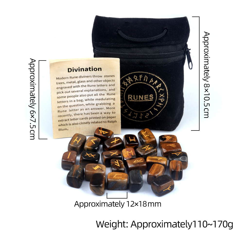 13x18MM Rectangle Runes Set of 25 Engraved Rune Stones with Guide Book Velvet Bag for Beginners,Witchcraft/Divination/Meditation/Spiritual