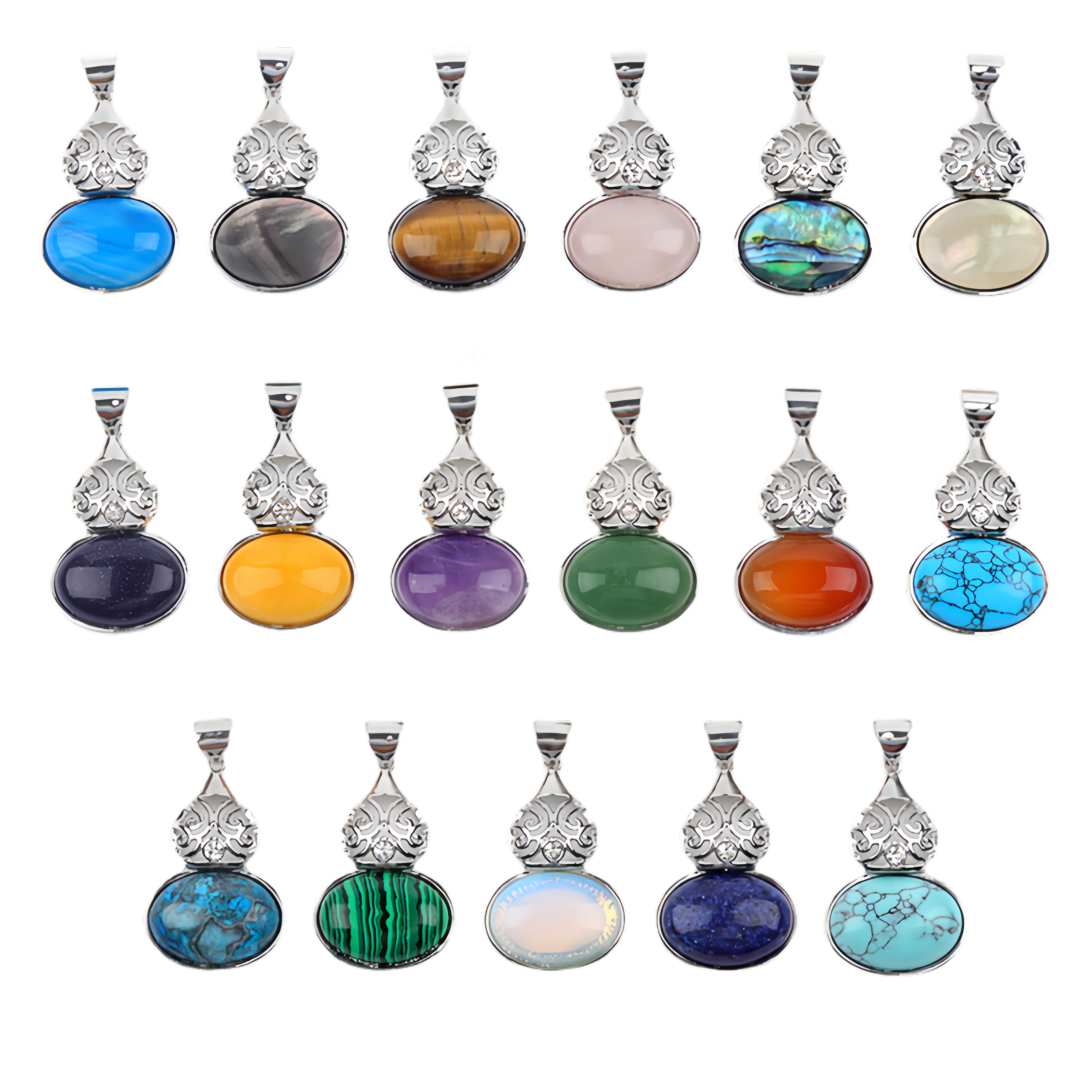Silver Gourd Shape Stone Pendant for Making Jewelry 18X25MM Gemstone Cabs