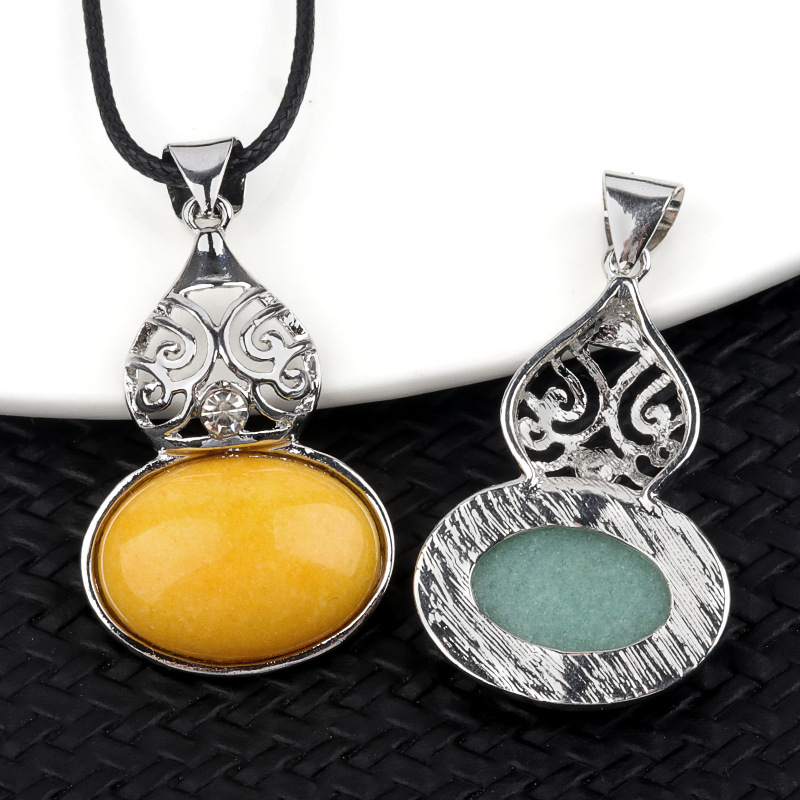 Silver Gourd Shape Stone Pendant for Making Jewelry 18X25MM Gemstone Cabs
