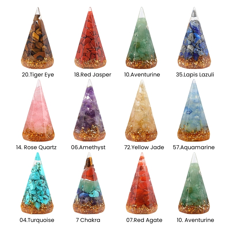 Gemstone Ring Holder Tower Chip Stone Jewelry Display Stand Resin Point Hexagonal Cone Decorative Wedding Storage