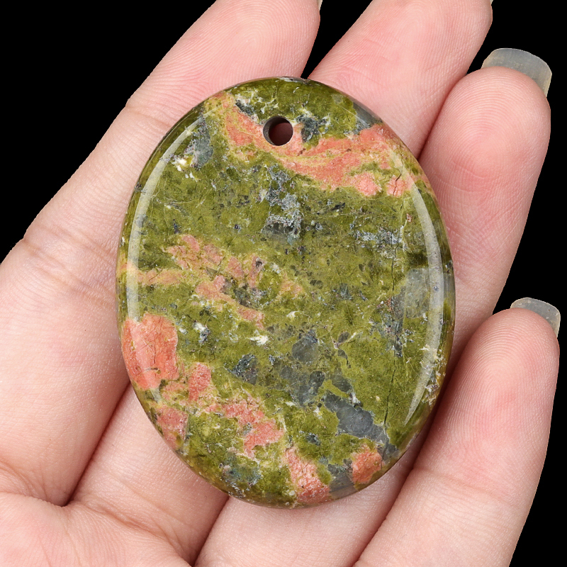 Oval Gemstone Pendant for Making Jewelry 35x45MM Stone Beads Healing Chakra Crystal