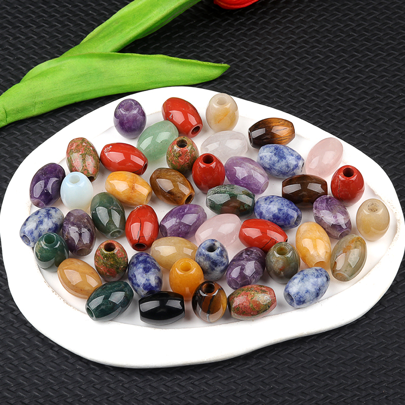 Loose 13x18MM Stone Rice Beads for Making Jewelry Drilled Big Hole-4MM 1Pieces